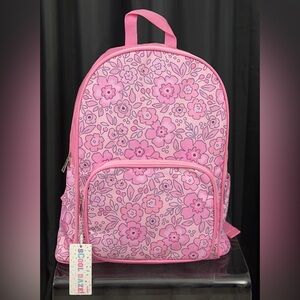 School Daze Pink Floral Backpack Computer Pocket Adjustable Shoulder Straps  NWT